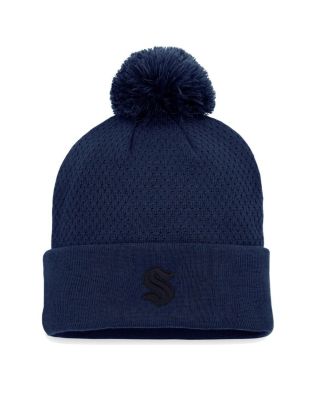 Women's Deep Sea Blue Seattle Kraken Authentic Pro Road Cuffed Knit Hat with Pom