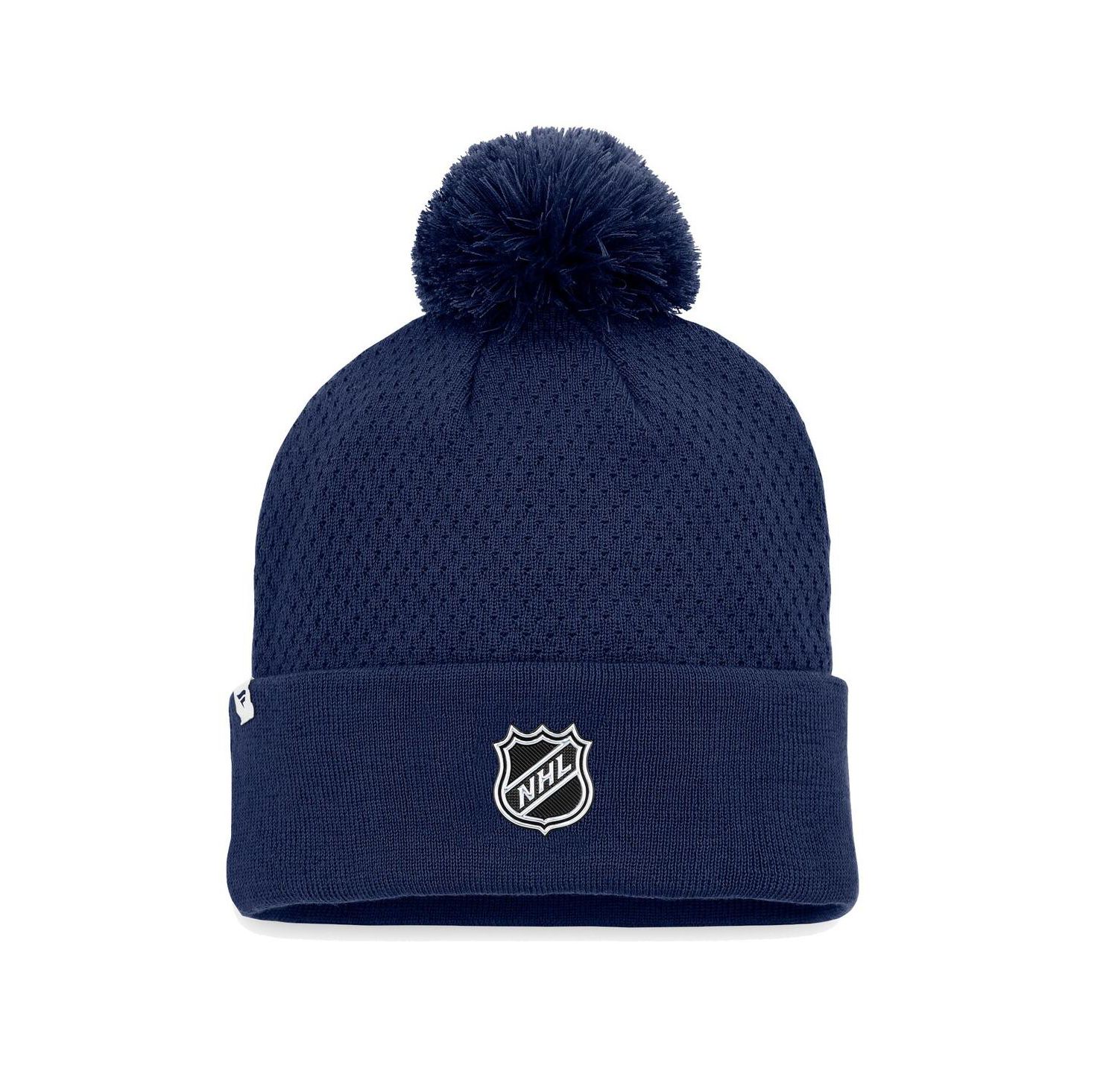 Women's Navy Washington Capitals Authentic Pro Road Cuffed Knit Hat with Pom
