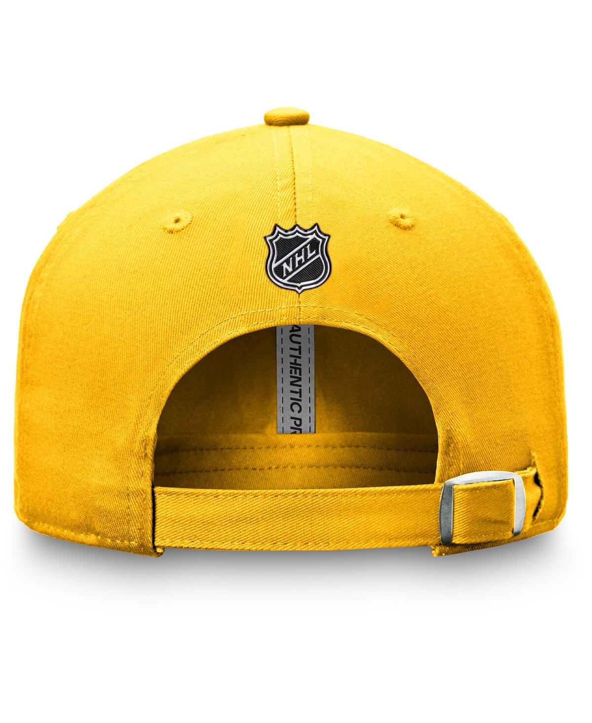 Shop Fanatics Men's  Gold Nashville Predators Authentic Pro Rink Adjustable Hat