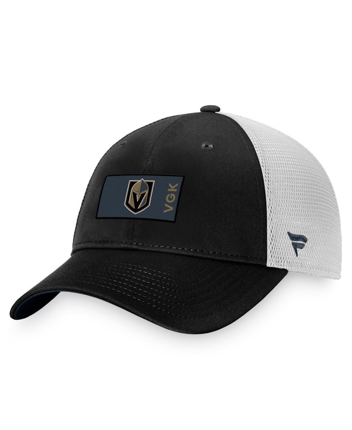 Fanatics Branded Black/white Vegas Golden Knights Authentic Pro Rink Trucker Snapback Hat In Black,white