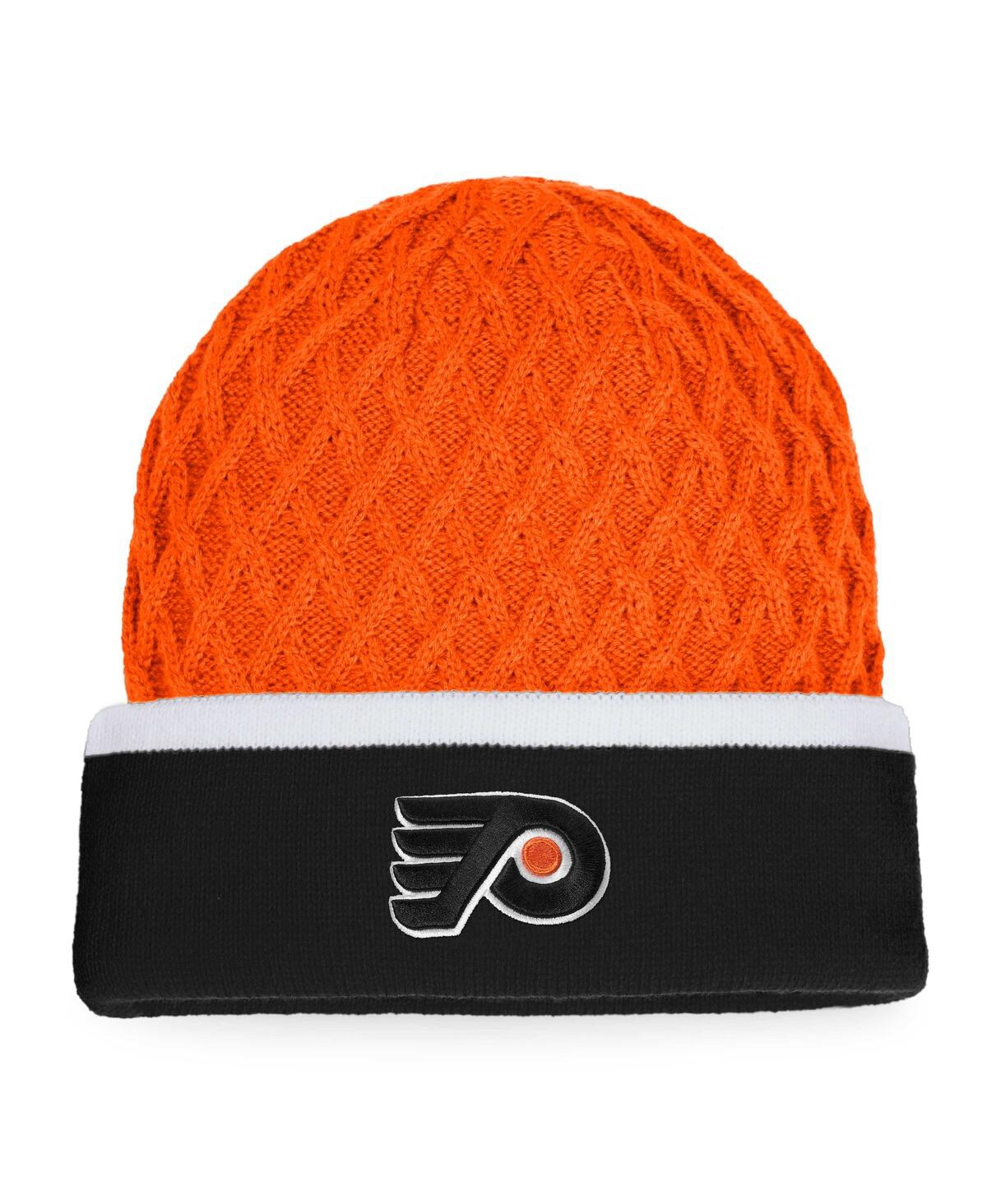 Fanatics Men's  Orange And Black Philadelphia Flyers Iconic Striped Cuffed Knit Hat In Orange,black