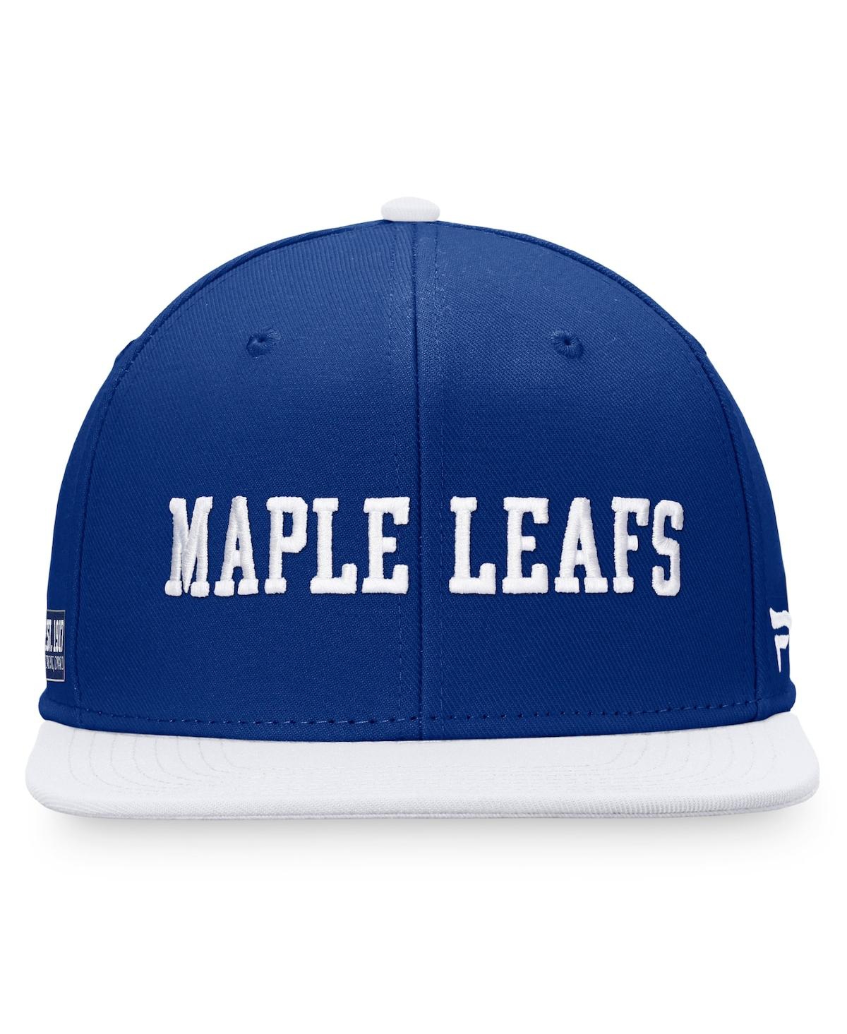 Shop Fanatics Men's  Blue, White Toronto Maple Leafs Iconic Color Blocked Snapback Hat In Blue,white