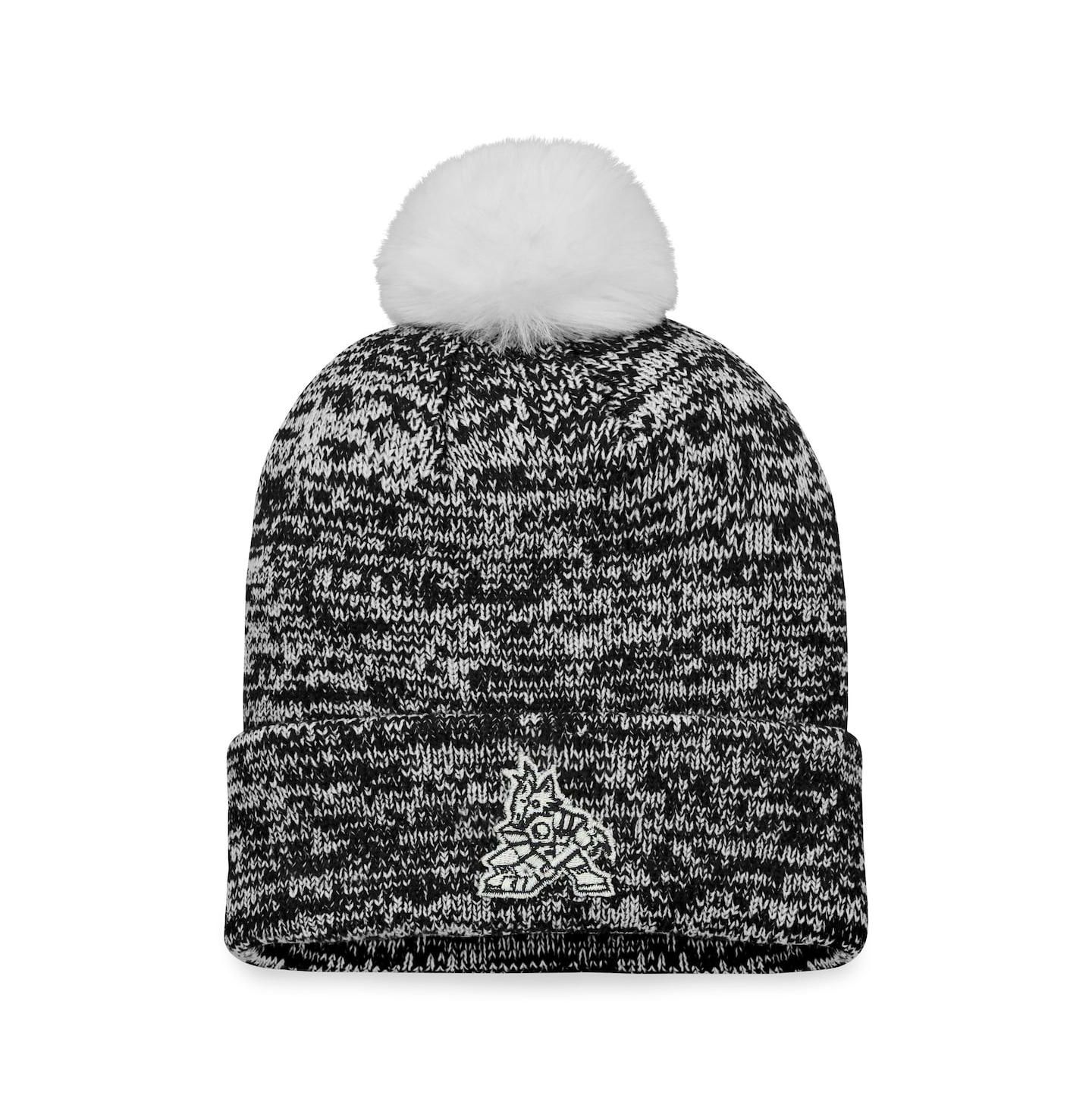 Женская шапка Fanatics Black Arizona Coyotes Glimmer Cuffed Knit Hat with Pom — фото 1