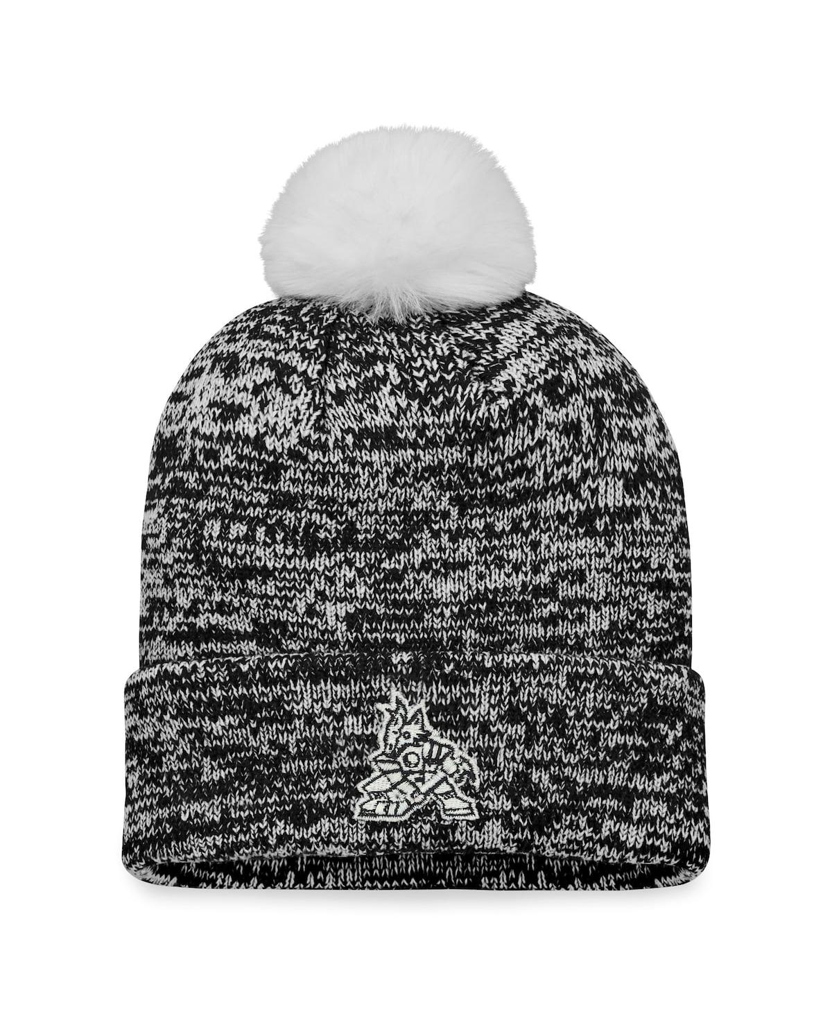 Women's Fanatics Black Arizona Coyotes Glimmer Cuffed Knit Hat with Pom - Black