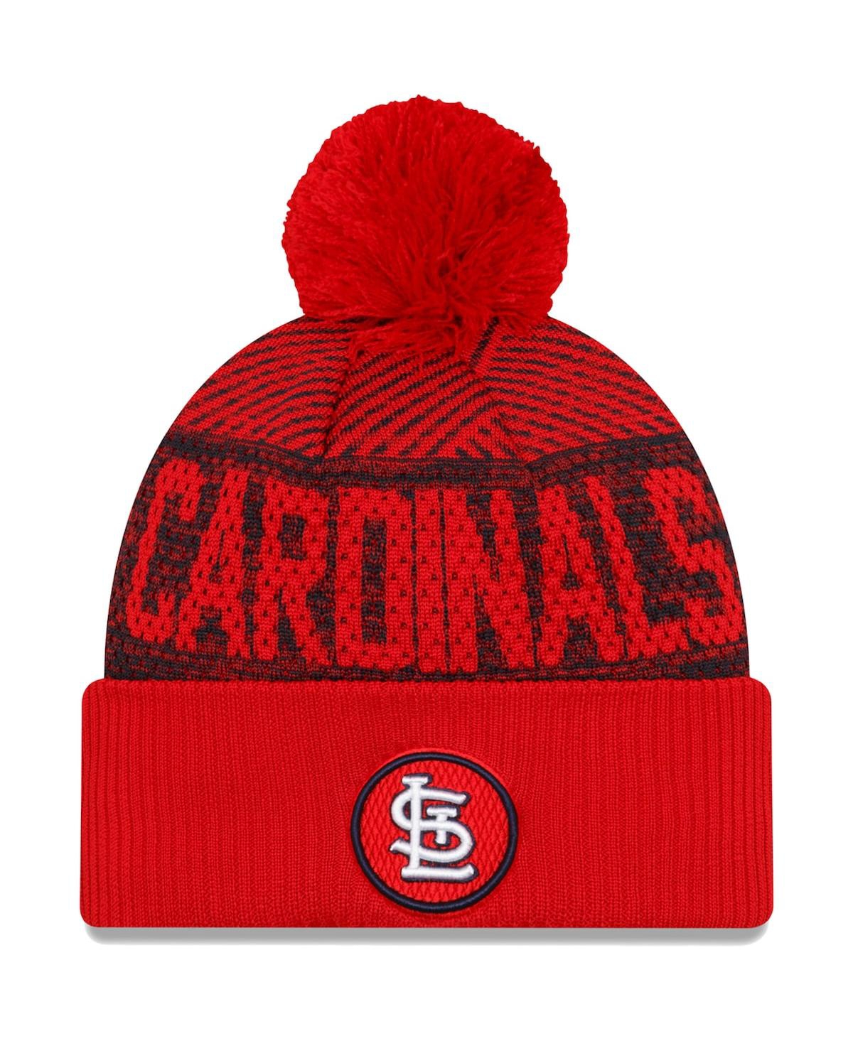 Shop New Era Men's  Red St. Louis Cardinals Authentic Collection Sport Cuffed Knit Hat With Pom