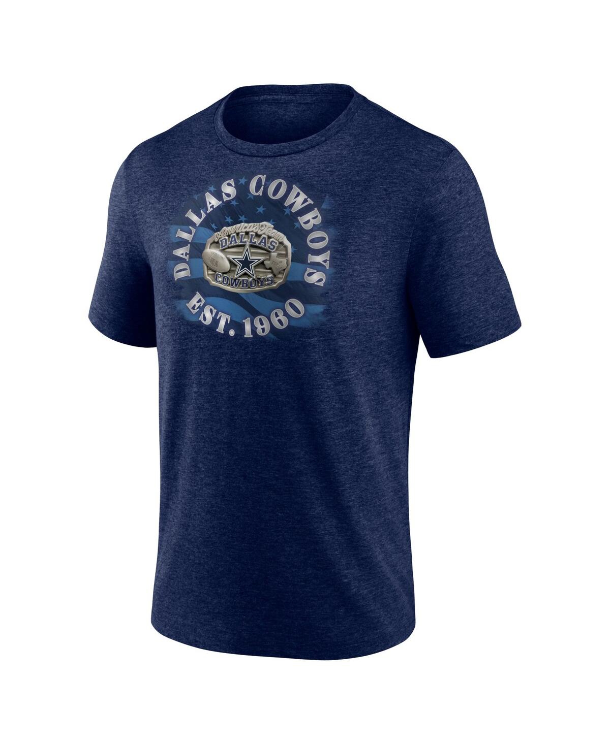 Shop Fanatics Men's  Heathered Navy Dallas Cowboys Sporting Chance Tri-blend T-shirt