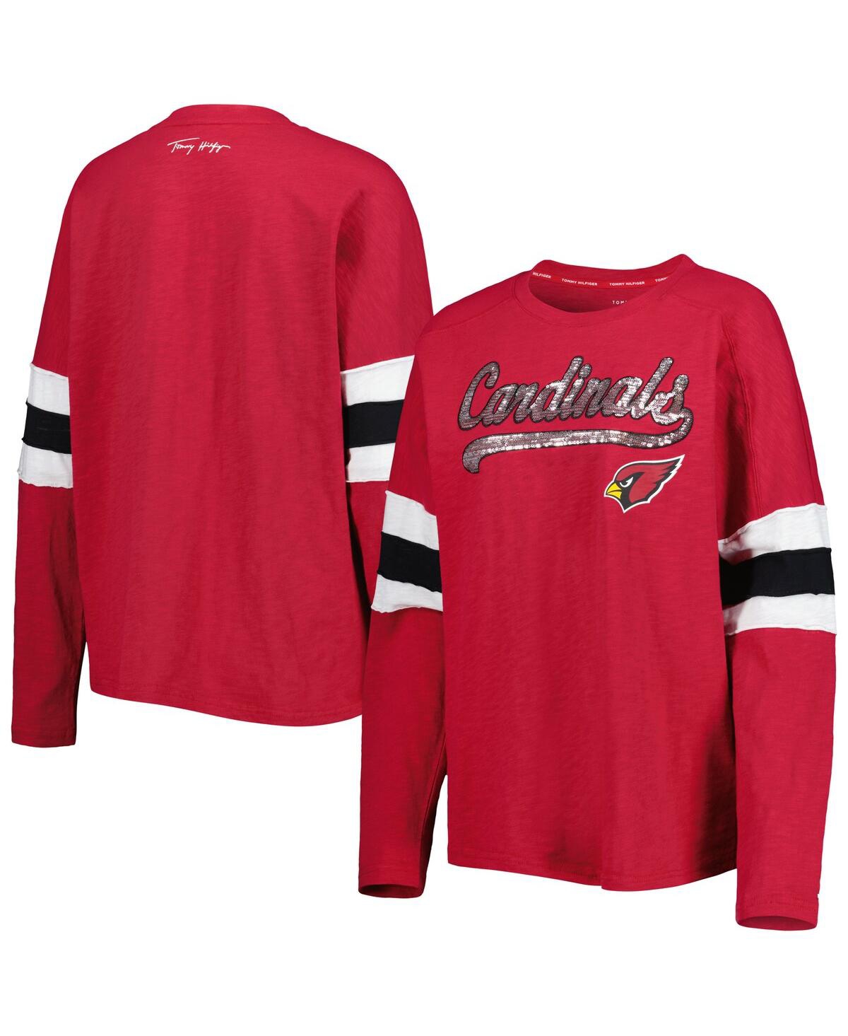 Shop Tommy Hilfiger Women's  Cardinal Arizona Cardinals Justine Long Sleeve Tunic T-shirt