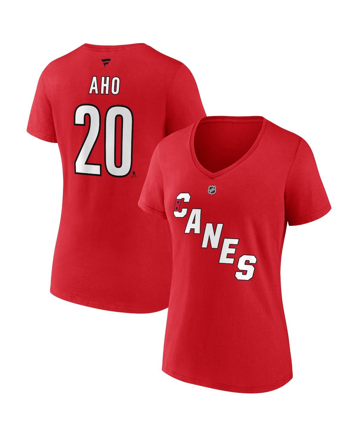 Fanatics Branded Sebastian Aho Red Carolina Hurricanes Special Edition 2.0 Name & Number V-neck T-sh In Red
