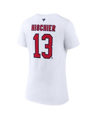 Women's Nico Hischier White New Jersey Devils Special Edition 2.0 Name and Number V-Neck T-shirt