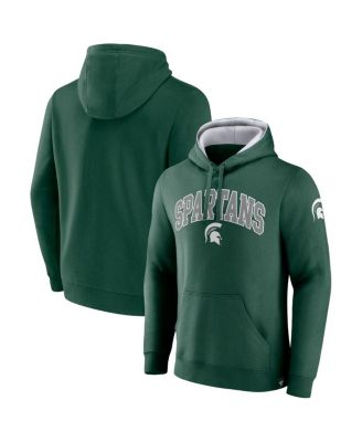 Men's Green Michigan State Spartans Arch and Logo Tackle Twill Pullover Hoodie