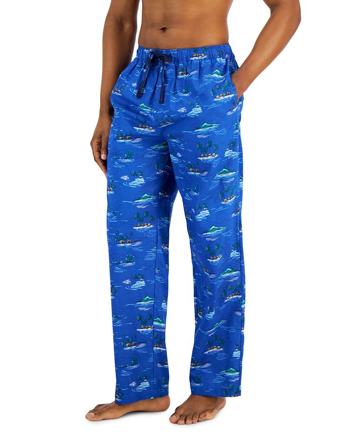 Club Room Men's Tropical Hut Printed Cotton Pajama Pants, Created for ...