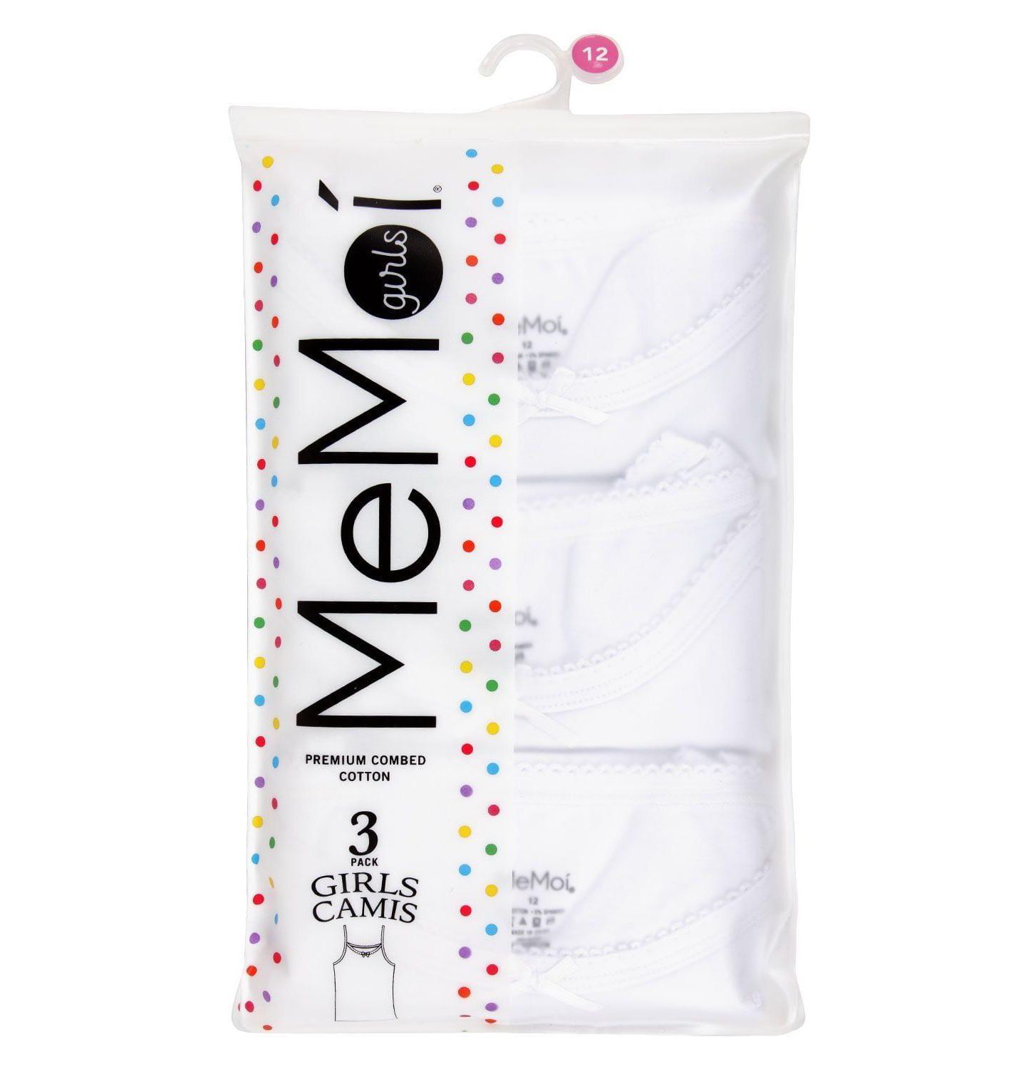 Топы MeMoi 3 Pack Cotton Blend Lightweight Camisoles Toddler Child для девочек, цвет: Белый — фото 1