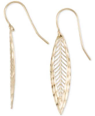 Macy's - Textured Openwork Leaf Drop Earrings in 10k Gold