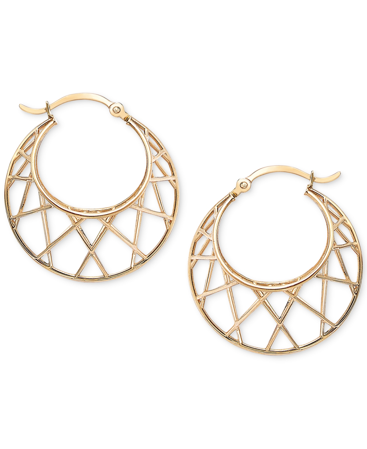 Macy's Crisscross Graduated Small Hoop Earrings In 10k Gold, 1"