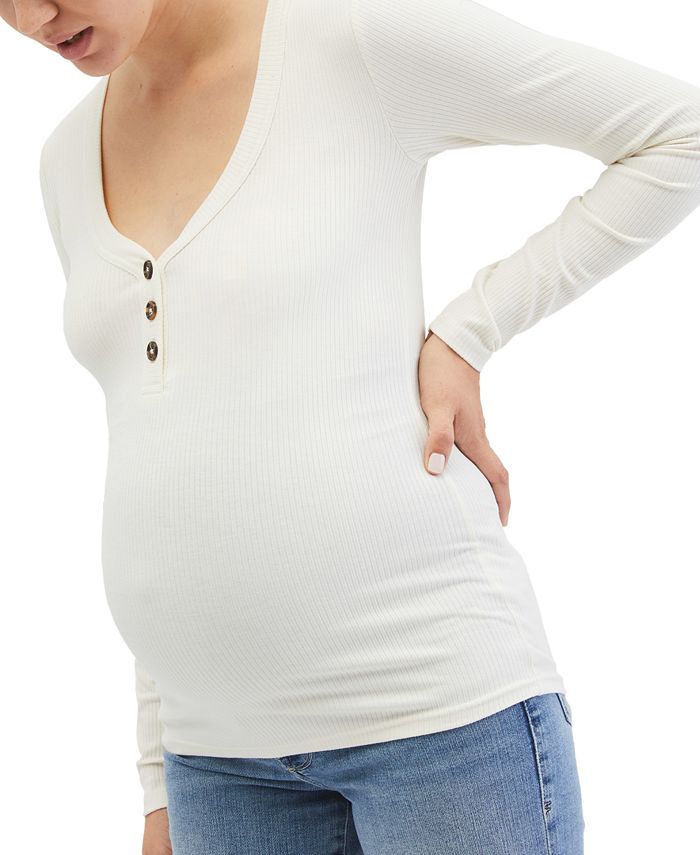 Motherhood Maternity Ribbed Knit Henley Maternity Top Macy's