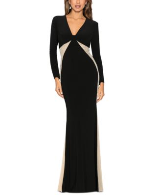 XSCAPE Women's V-Neck Embellished Contrast-Inset Gown - Macy's