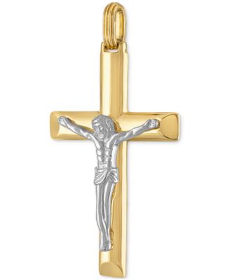 Мужское ювелирное изделие Esquire - Двухцветная подвеска-распятие из чистого серебра и 14-каратного золота, созданная для Macy's