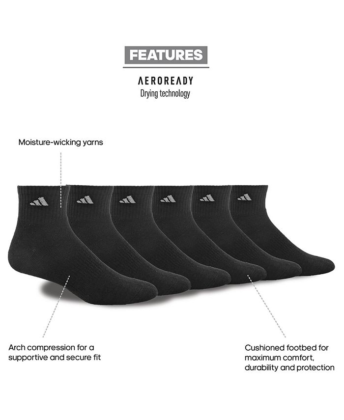 adidas Men's Cushioned Quarter Extended Size Socks, 6Pack Macy's