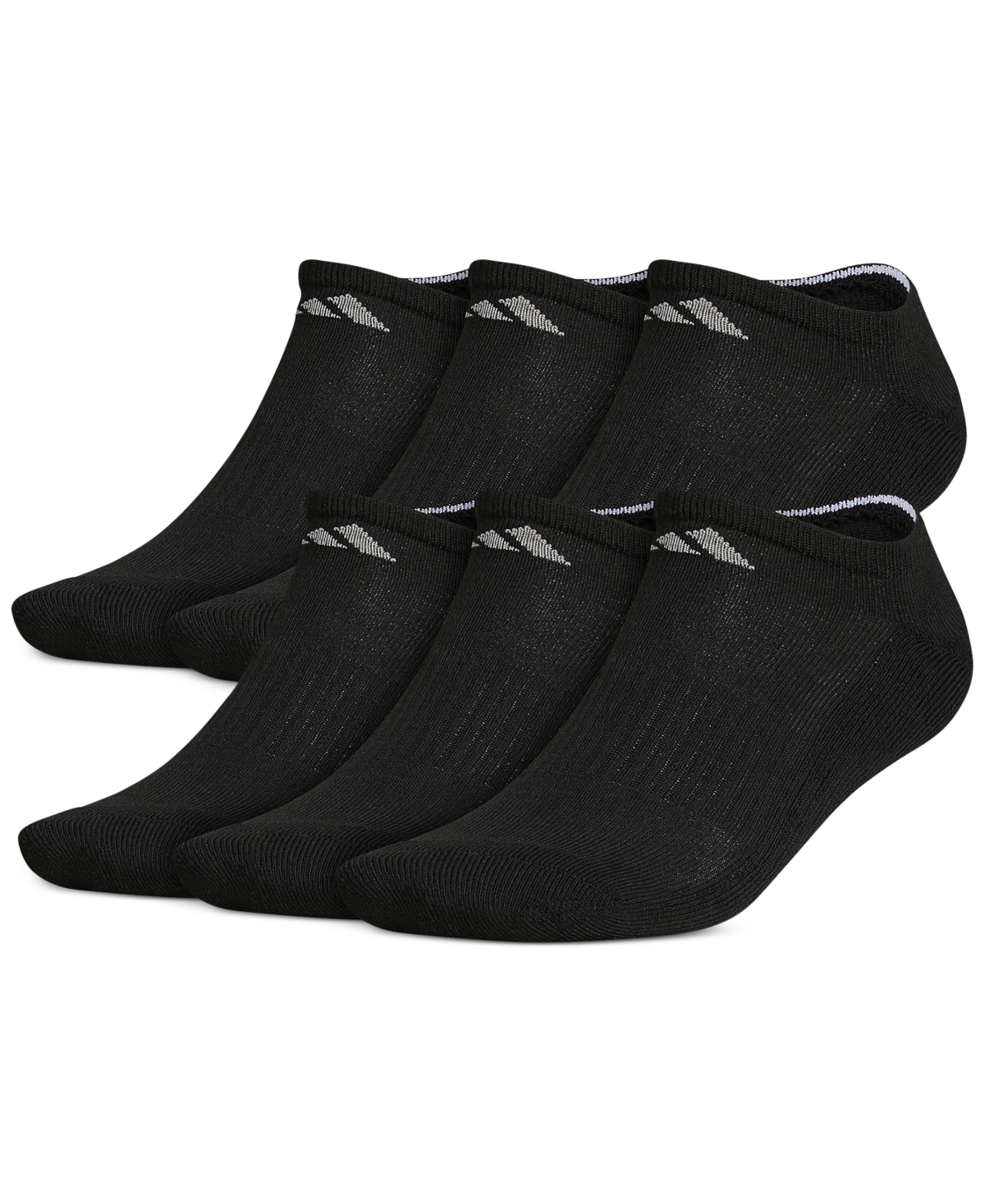 Men's No-Show Athletic Extended Size Socks, 6 Pack - Black