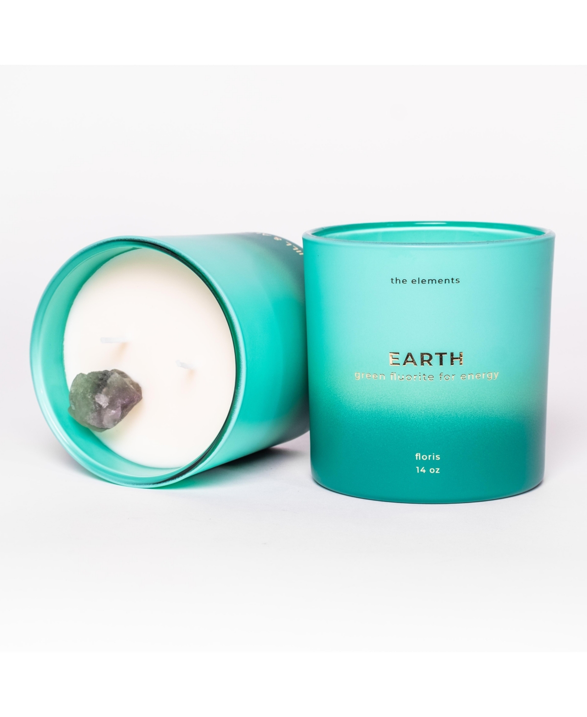 Jill & Ally Earth Element Floris Scented with Green Fluorite Crystal Candle