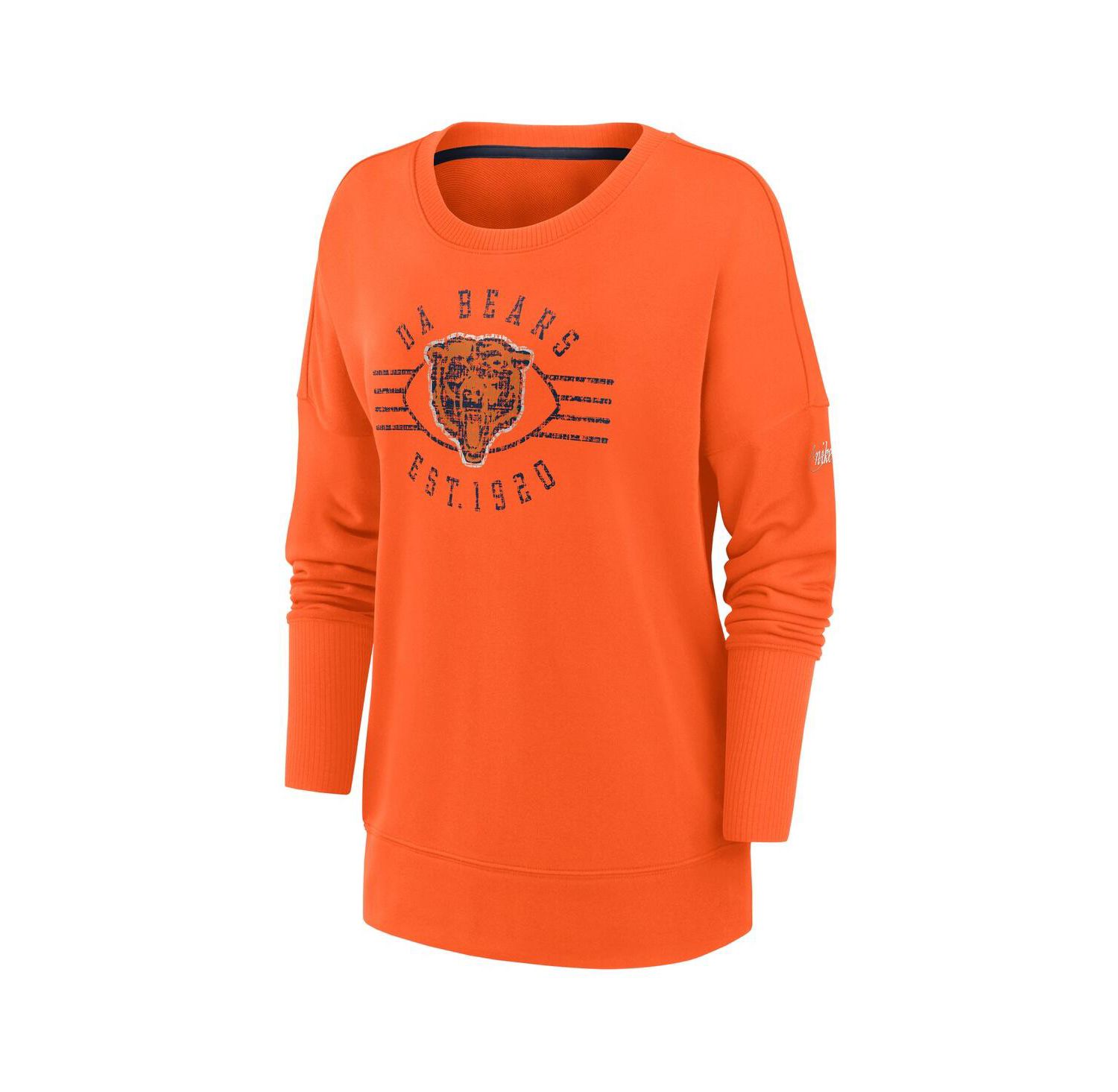 Women's Orange Chicago Bears Rewind Playback Icon Performance Pullover Sweatshirt