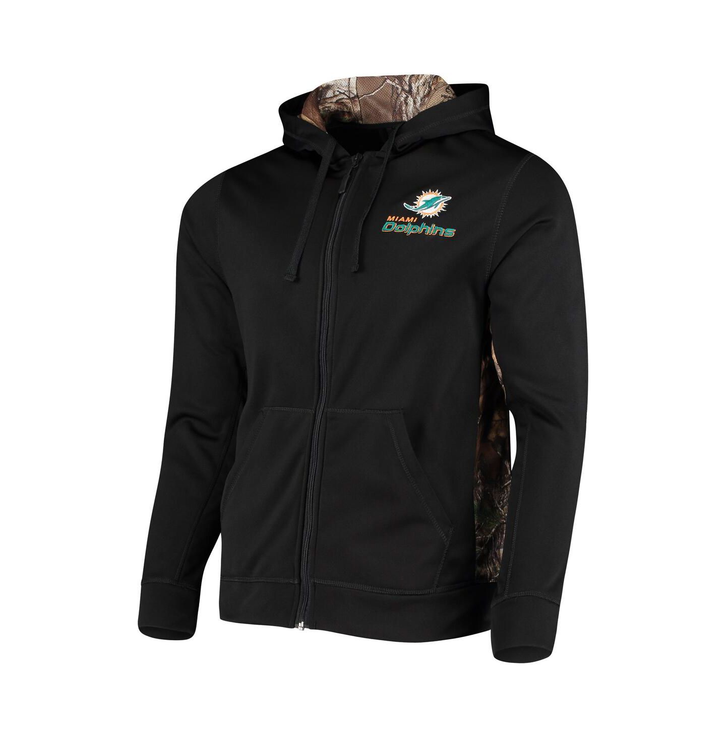 Мужское худи Dunbrooke Black, Realtree Camo Miami Dolphins Decoy Tech Fleece Full-Zip — фото 3