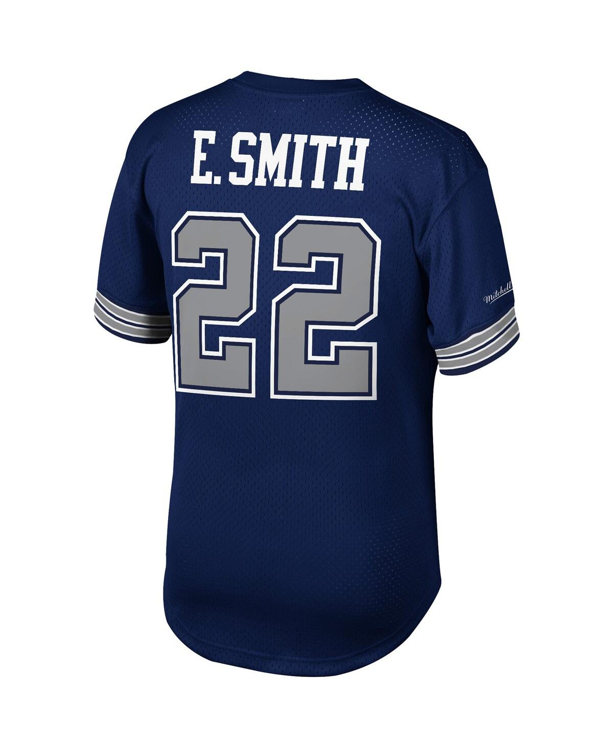 Men's Mitchell & Ness Emmitt SmithDallas Cowboys Retired Player Name and Number Mesh Top - Navy