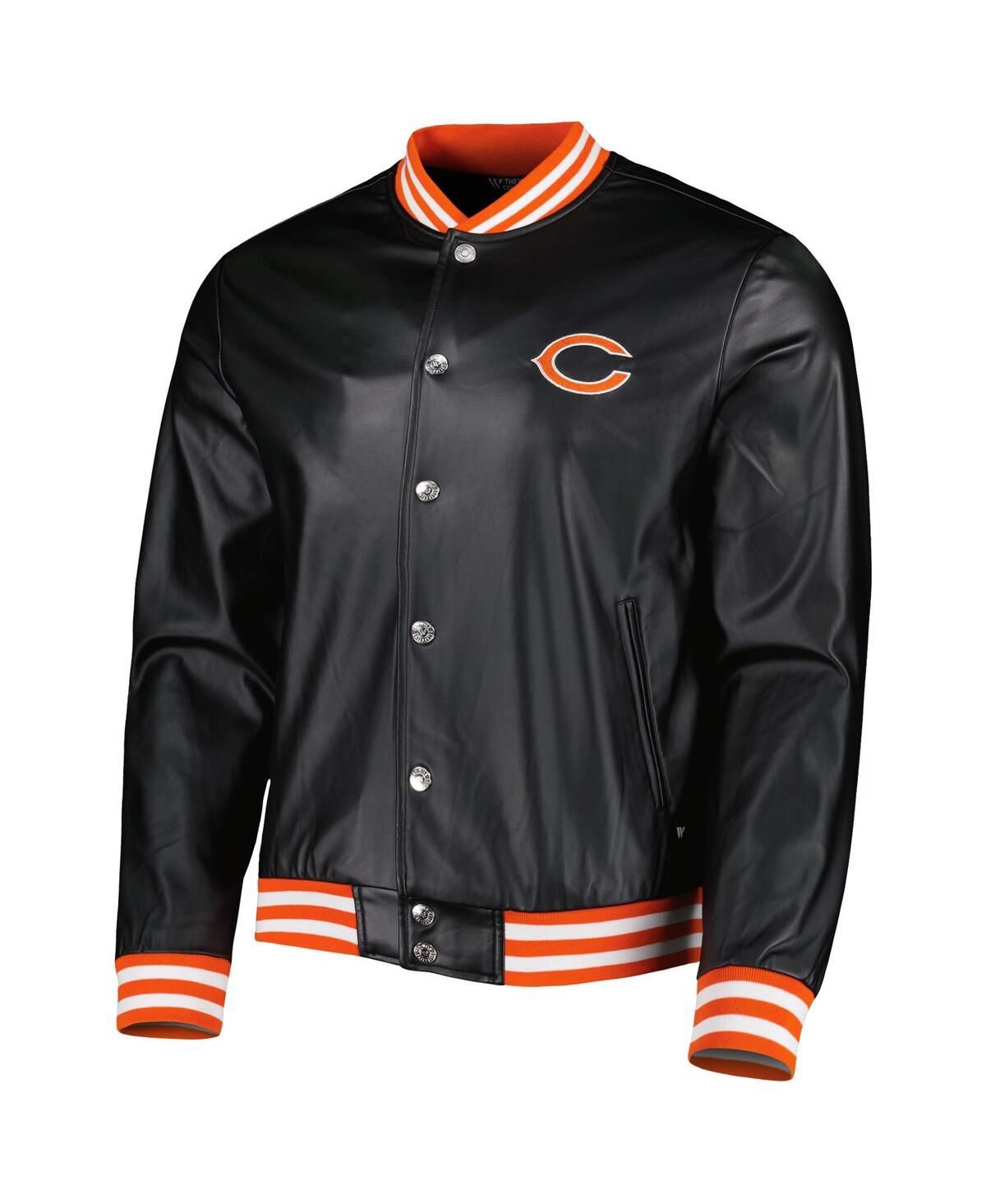 Shop The Wild Collective Men's  Black Chicago Bears Metallic Bomber Full-snap Jacket