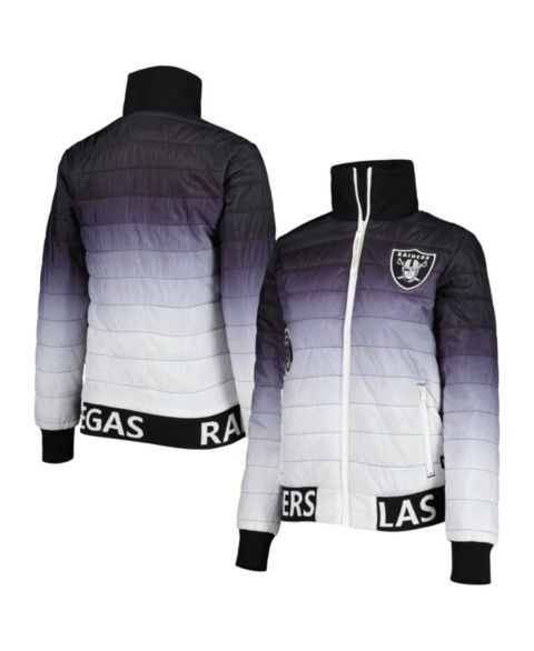 Женские куртки The Wild Collective Women's Black, Silver Las Vegas Raiders Color Block Full-Zip Puffer Jacket