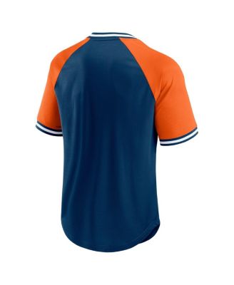 Men's Navy, Orange Chicago Bears Second Wind Raglan V-Neck T-shirt