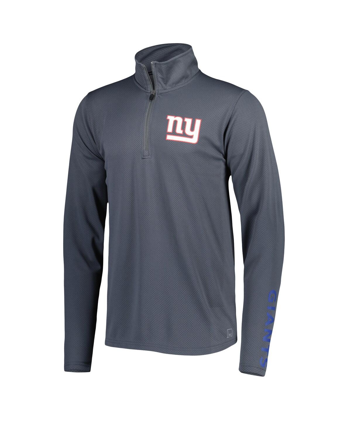 Shop Msx By Michael Strahan Men's  Charcoal New York Giants Quarter-zip Sweatshirt