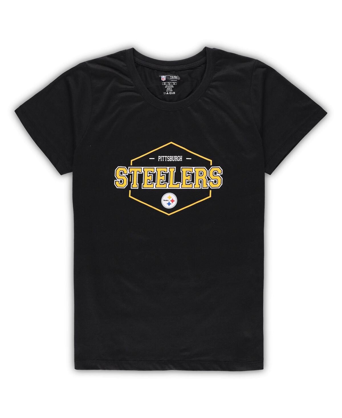 Shop Concepts Sport Women's  Black, Gold Pittsburgh Steelers Plus Size Badge T-shirt And Pants Sleep Set In Black,gold
