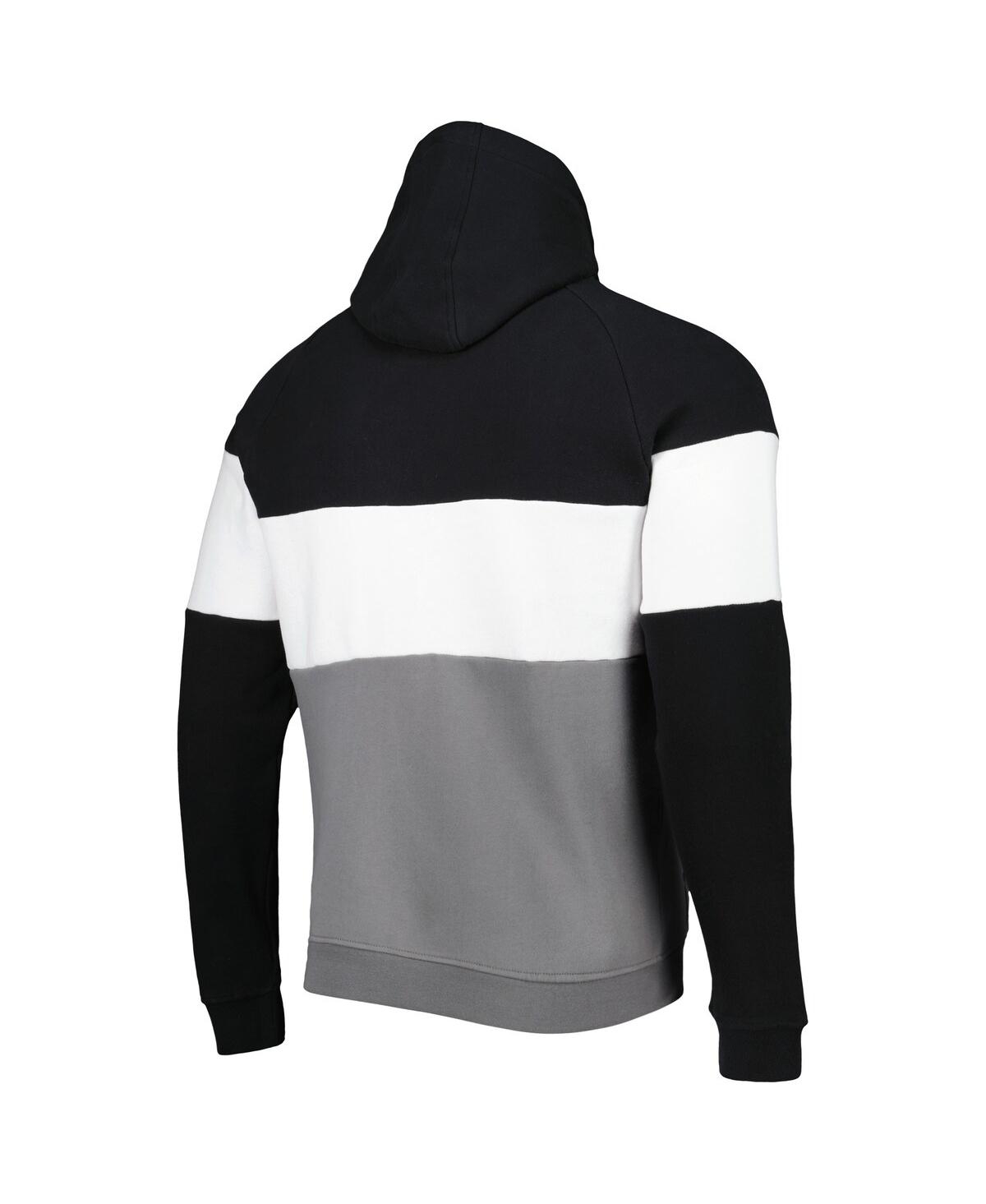 New Era Men's  Silver And Black Las Vegas Raiders Colorblock Current Pullover Hoodie In Silver,black