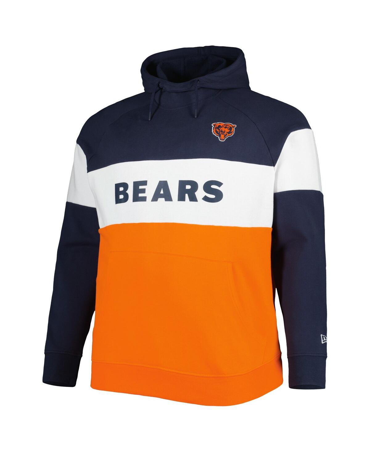 Shop New Era Men's  Orange Chicago Bears Big And Tall Current Team Colorblock Fleece Raglan Pullover Hoodi
