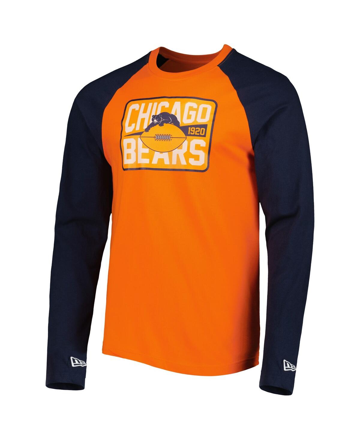 NEW ERA MEN'S NEW ERA ORANGE CHICAGO BEARS THROWBACK RAGLAN LONG SLEEVE T-SHIRT 