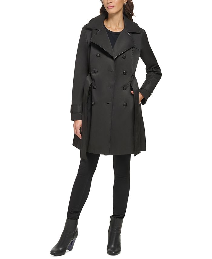 GUESS Women's Double-Breasted Hooded Belted Trench Coat & Reviews ...