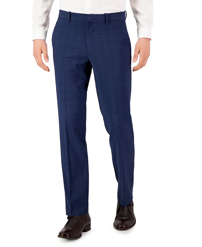 Perry Ellis Navy Blue Windowpane Plaid Fleece Pajamas Lounge Pants Men's  Size M