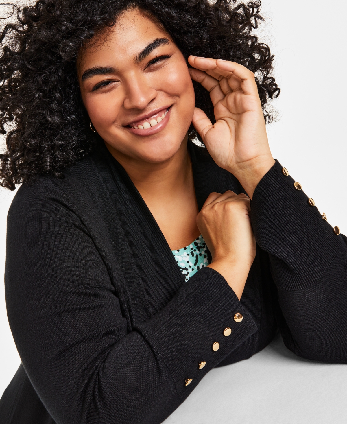 JM COLLECTION PLUS SIZE OPEN-FRONT LONG-SLEEVE CARDIGAN, EXCLUSIVELY AT MACY'S 