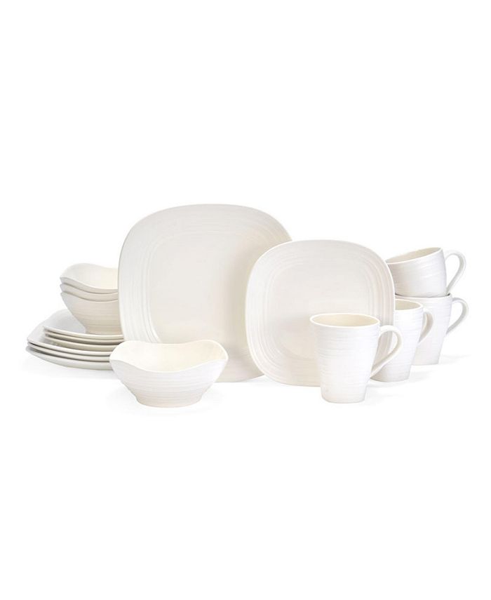 Mikasa Swirl Square 16 Piece Dinnerware Set Service for 4 Macy s