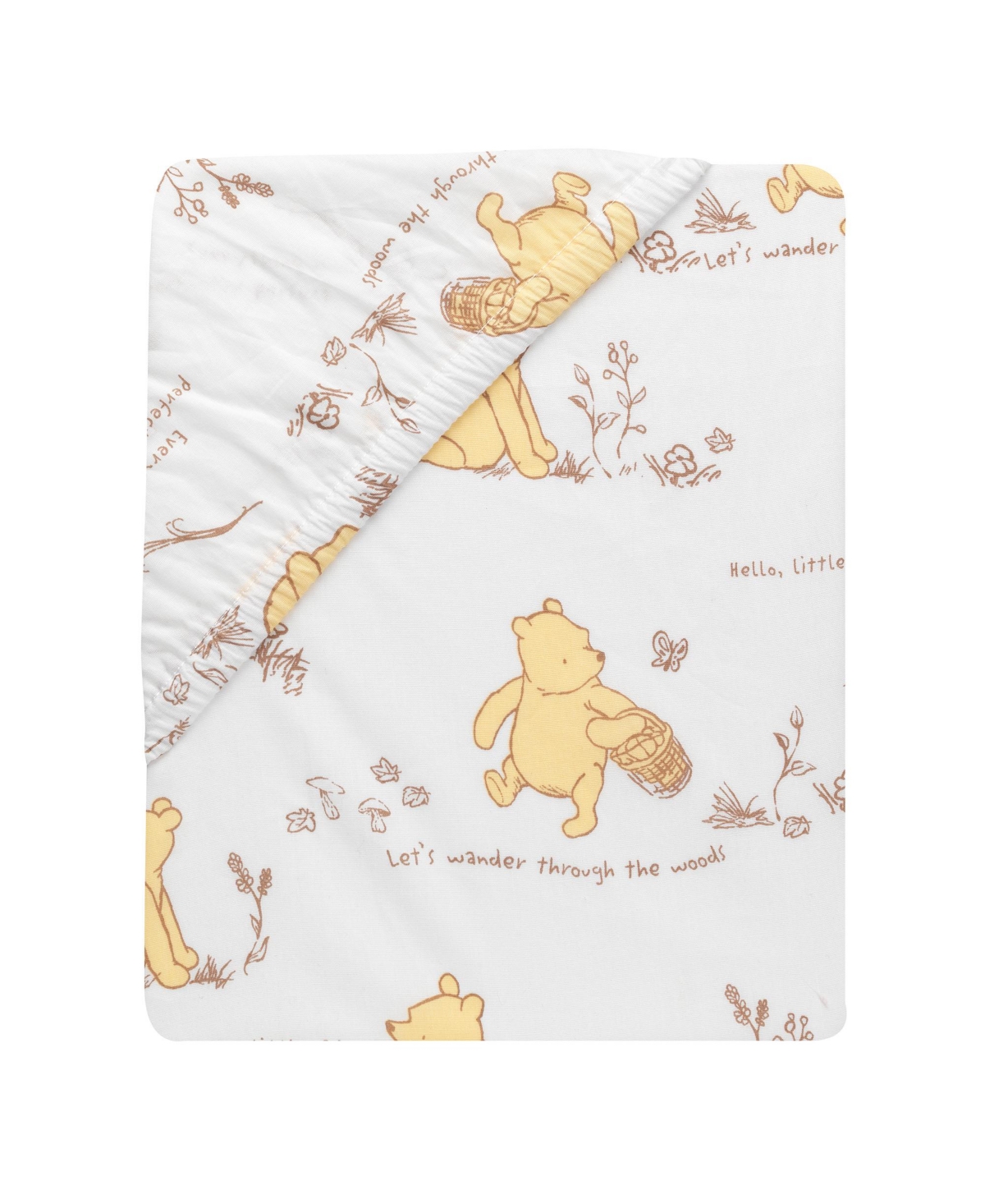 Lambs & Ivy Disney Baby Storytime Pooh 100% Cotton Fitted Sheet - White