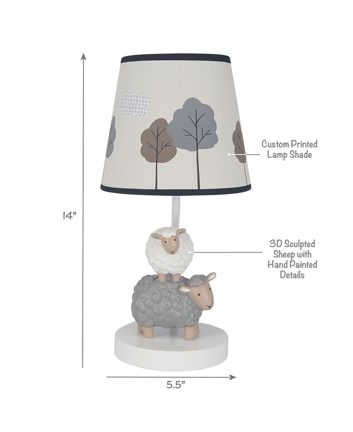 Lambs & Ivy Baby Farm Grey/White Lamb/Sheep Nursery Lamp with Shade