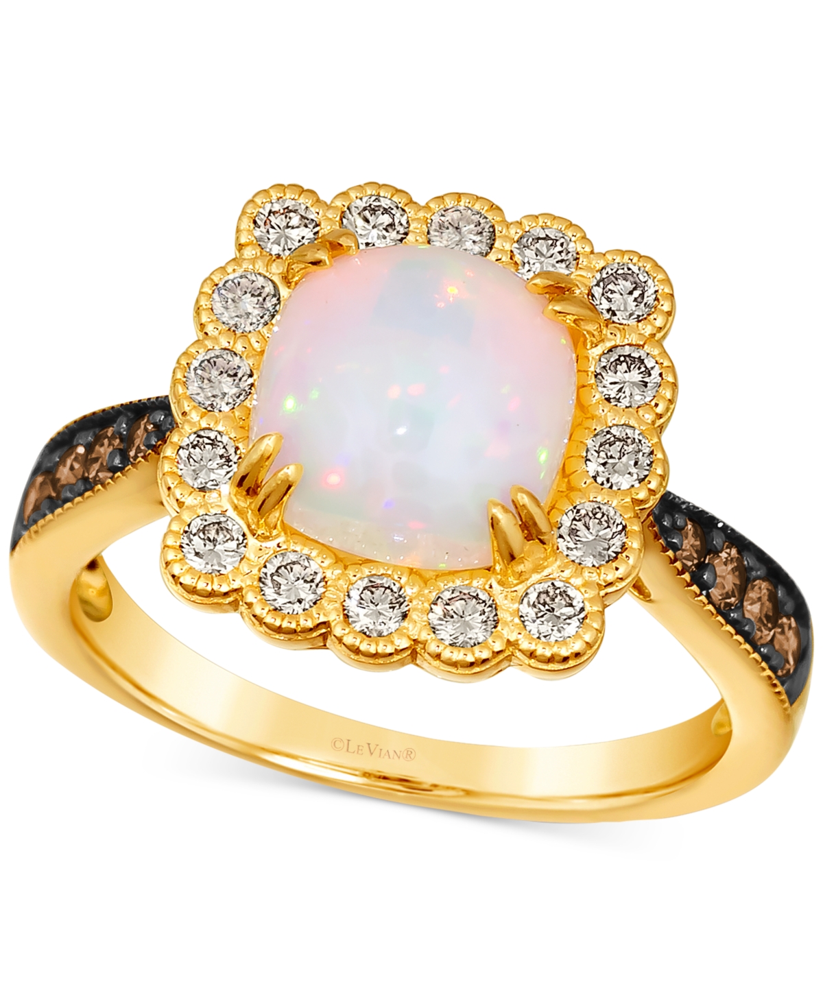 Le Vian Neopolitan Opal (1-1/4 Ct. T.w.) & Diamond (1/2 Ct. T.w.) Halo Ring In 14k Gold