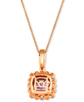 Grape Amethyst (2-1/8 ct. t.w.) & Diamond (3/8 ct. t.w.) Halo Pendant Necklace in 14k Rose Gold, 18" + 2" extender