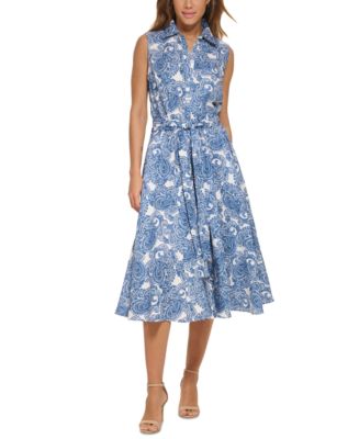 Tommy Hilfiger Women's Hudson Paisley Sleeveless Midi Dress - Macy's