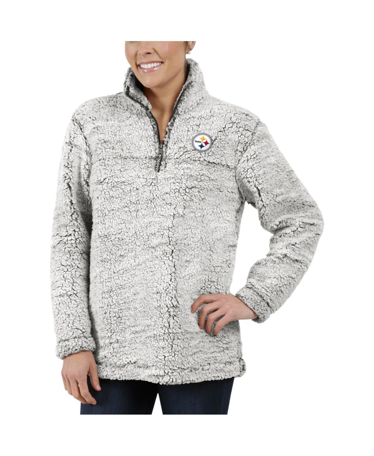 Women'sPittsburgh Steelers Sherpa Quarter-Zip Pullover Jacket - Gray