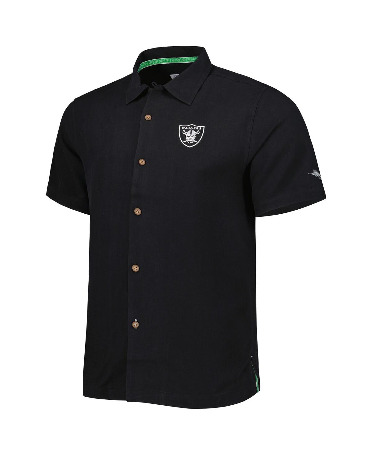 Shop Tommy Bahama Men's  Black Las Vegas Raiders Top Of Your Game Camp Button-up Shirt