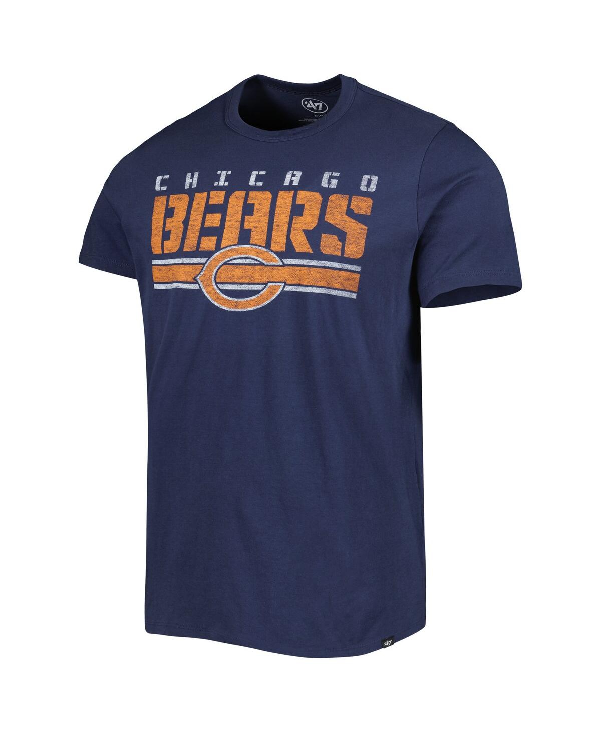 Shop 47 Brand Men's ' Navy Chicago Bears Logo Team Stripe T-shirt
