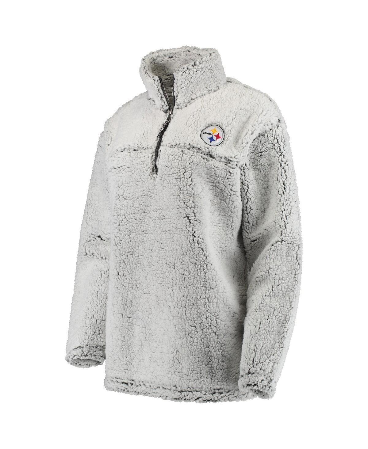 Women'sPittsburgh Steelers Sherpa Quarter-Zip Pullover Jacket - Gray