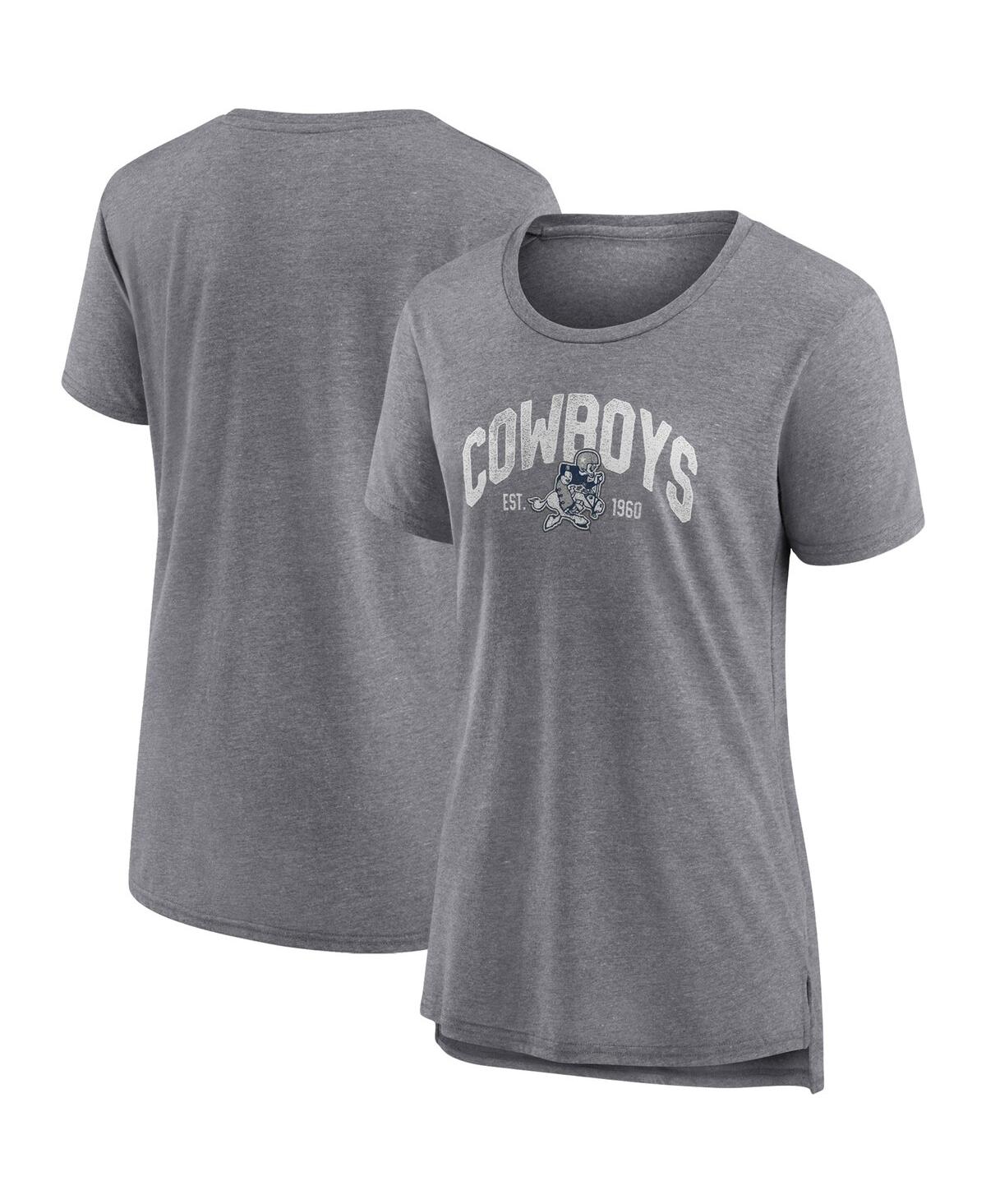 Fanatics Branded Heather Gray Denver Broncos Drop Back Modern Tri-blend T-shirt In Heathered Gray