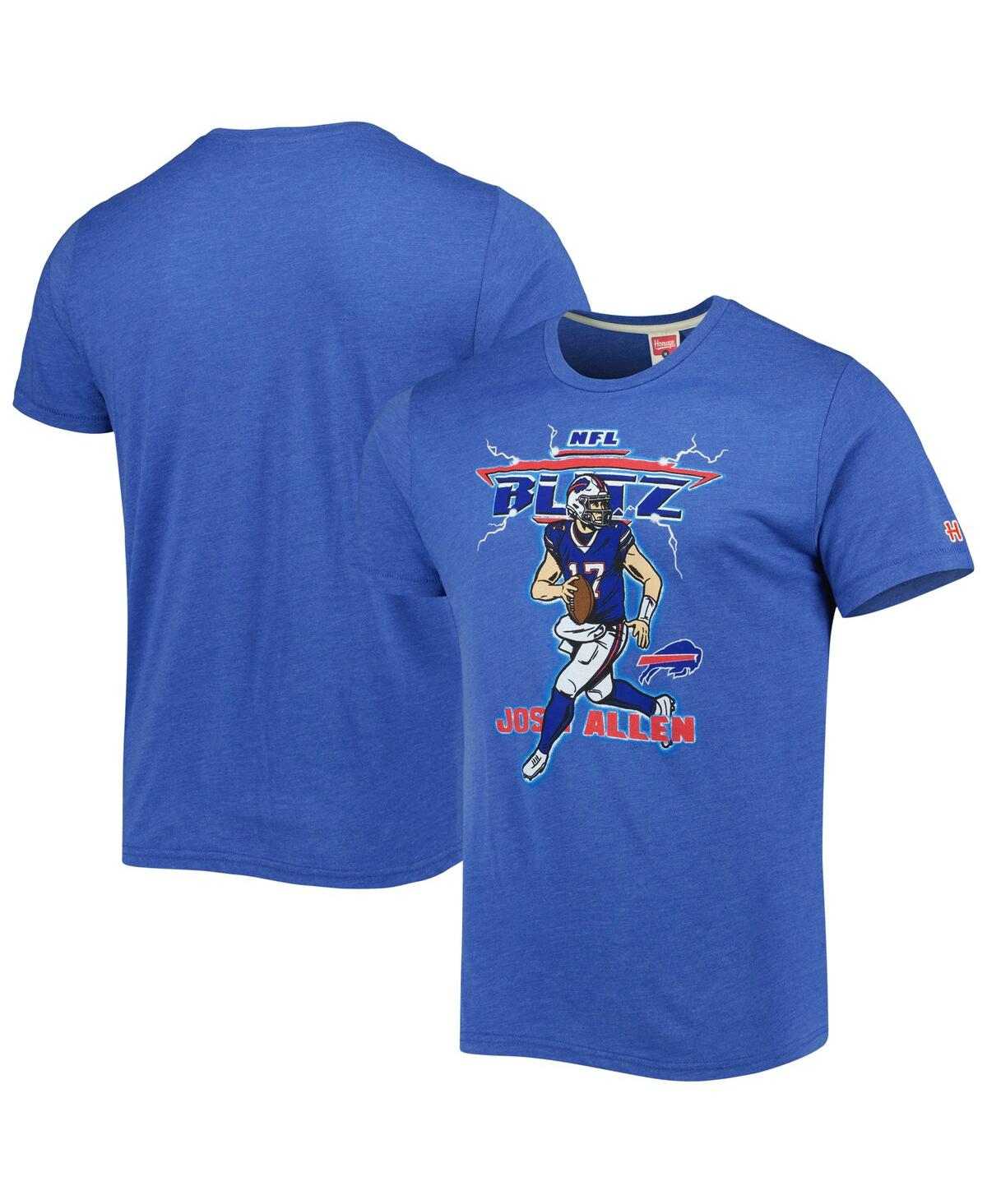 Men's Homage Josh Allen Heathered Royal Buffalo Bills Nfl Blitz Player Tri-Blend T-shirt - Heathered Royal